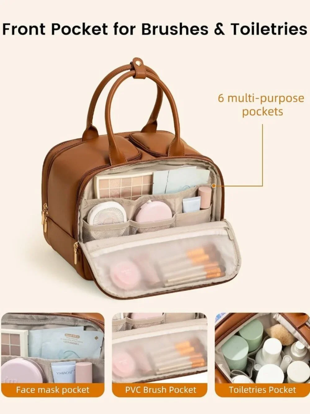 Stylish Waterproof Travel Toiletry Bag for Women - Large Makeup Organizer